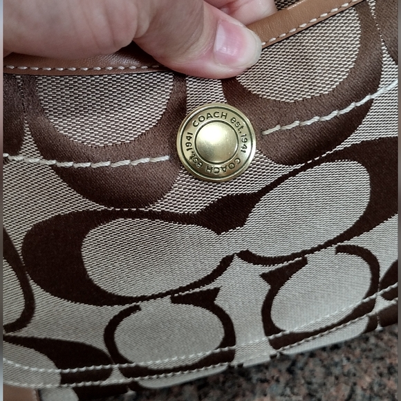 COACH ERGO Brown Signature C Jacquard Leather Monogram  Hobo Bag - Picture 3 of 17